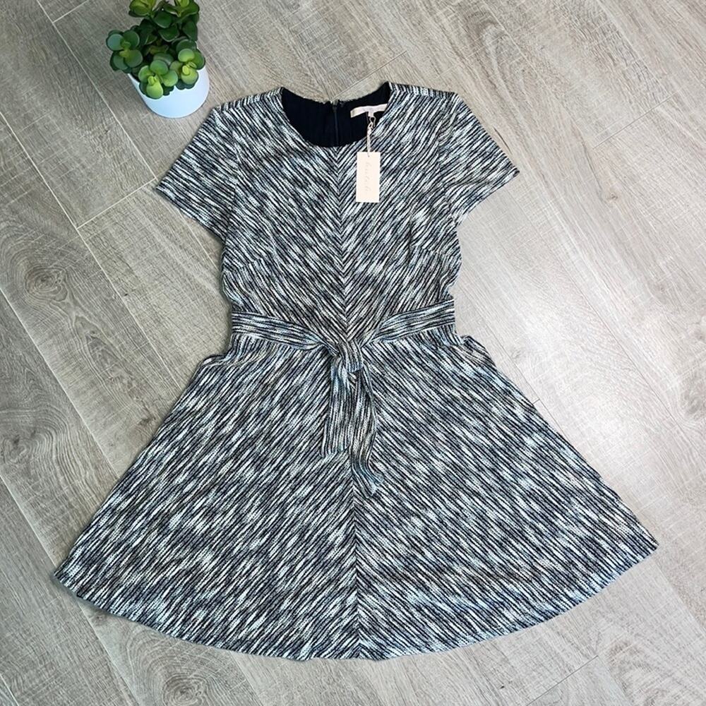 NWT HUTCH Anthropologie Women's Gray Knit Short Sleeve Belted Dress